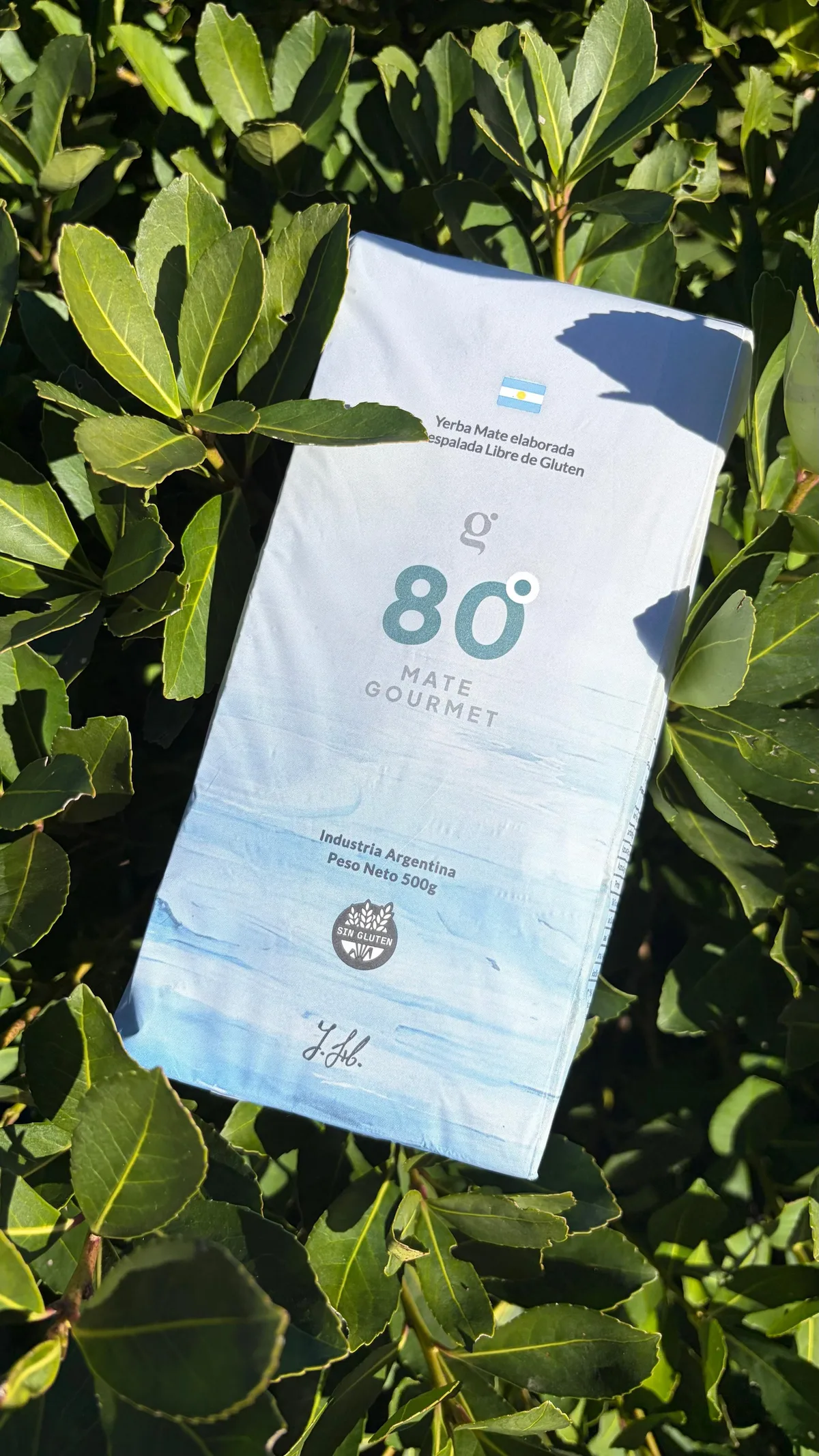 Paquete de yerba 80 Grados entre el verde de las hojas